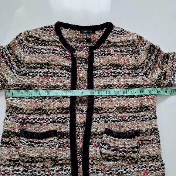 Mango Knit Cardigan with Velvet Trim - Picture 4 of 10